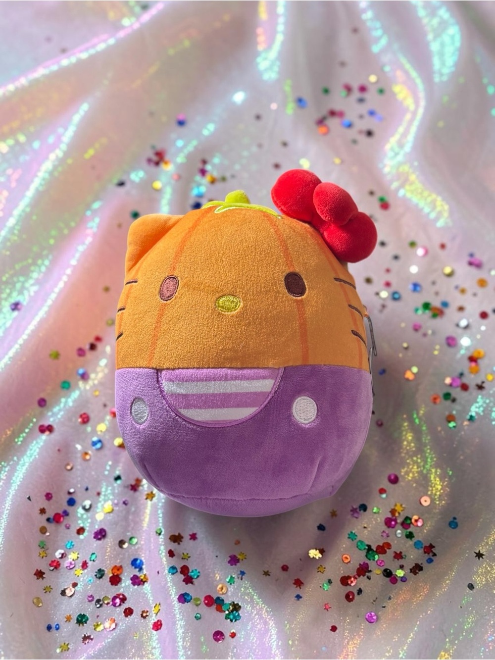 Hello Kitty Pumpkin Squishmallow Plush Sanrio Orange Purple